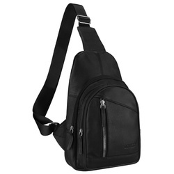 Städtischer Einzelschulter-Rucksack aus echtem Leder in Schwarz - Rovicky