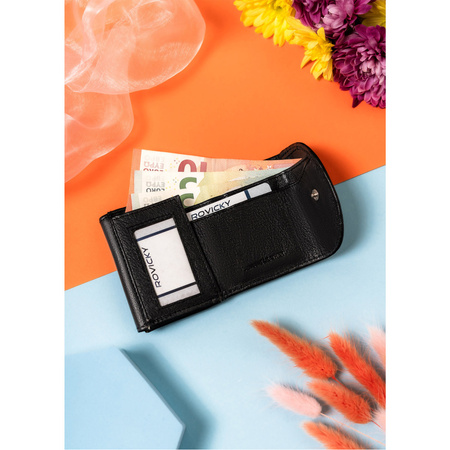 Elegante Damen Karten- und Bargeldbörse in Schwarz – Rovicky