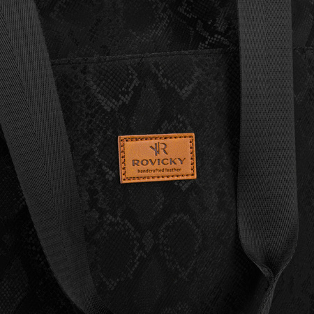 Schwarzer Damen-Shopper aus Polyester, aufgehängt an bequemen Griffen – Rovicky