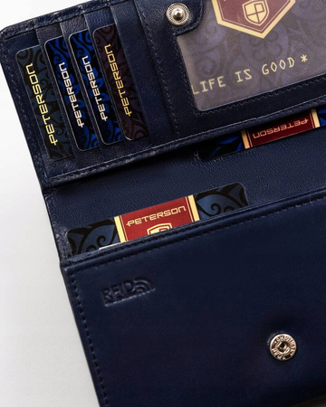 Große Damen Geldbörse aus Leder mit Druckknopf – Peterson