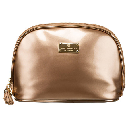 Reisekosmetiktasche in Gold aus wasserabweisendem Synthetikmaterial – Peterson