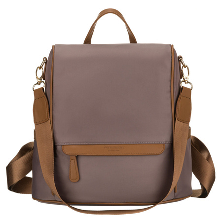 Städtischer Damen-Rucksack aus Nylon und Öko-Leder in Beige – Peterson