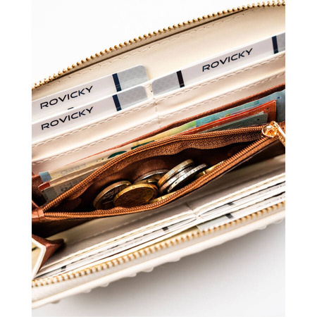 Weiße Damen Federmäppchen-Geldbörse aus Öko-Leder mit Faltenstruktur – Rovicky