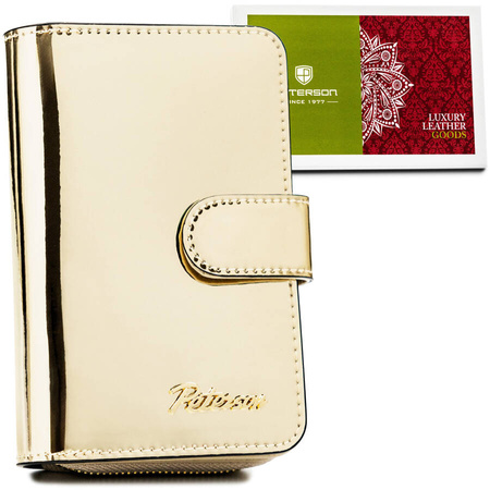 Elegante, kleine Damen Geldbörse in Gold aus echtem Leder – Peterson