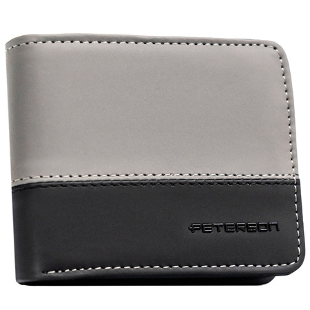 Schwarz-graue Herren Geldbörse im Querformat ohne äußeren Verschluss – Peterson