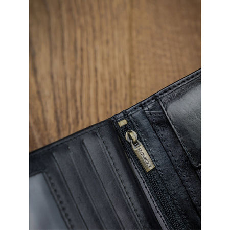 Geräumige schwarze Herren Geldbörse ohne Verschluss aus echtem Leder – Rovicky