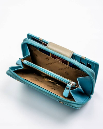 Elegante Damen Geldbörse aus Leder mit Druckknopf und Reißverschluss – Peterson