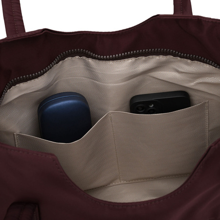 Bordeauxfarbener Damen-Shopper aus Polyester, einteilig und mit Reißverschluss – Peterson