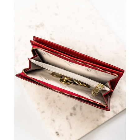 Lackierte Damen Geldbörse aus Leder in Rot mit Magnetverschluss – Peterson