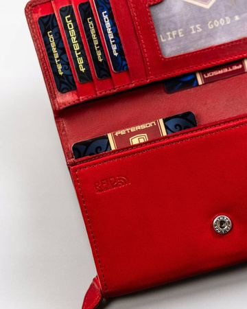 Große Damen Geldbörse aus Leder mit Druckknopf – Peterson