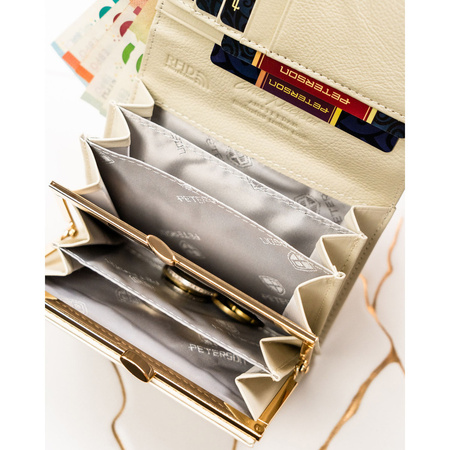 Elegante Damen-Geldbörse mit Blumen aus Natur- und Öko-Leder – Peterson