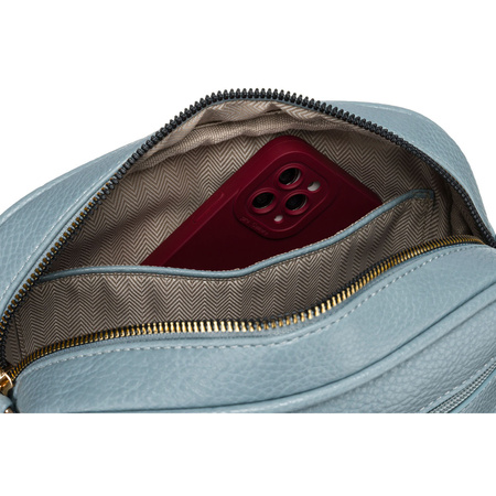 Blaue Crossbody Damen Umhängetasche mit schmalem und breitem Schulterriemen aus Öko-Leder – Peterson