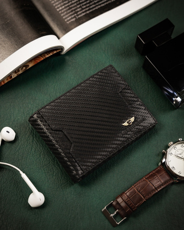 Herren Geldbörse aus Leder mit Carbon-Effekt – Peterson