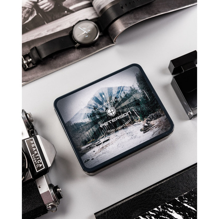 Große, horizontale Herren-Geldbörse aus echtem Leder in Schwarz – Peterson