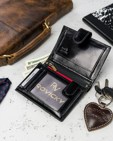 Große Herren Geldbörse aus Leder mit Druckknopf – Rovicky