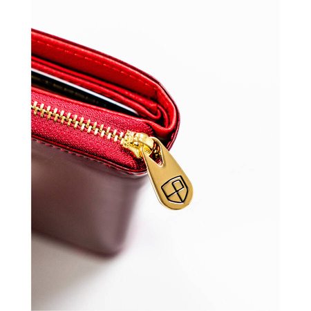 Damen-Geldbörse aus Leder mit Druckknopf in Rot – Peterson