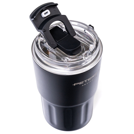 Schwarzer Thermobecher aus Edelstahl mit doppelwandiger Isolierung - Peterson