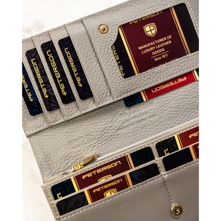 Mehrfarbige, horizontale Damen Geldbörse aus Echtleder mit Blumenmuster – Peterson