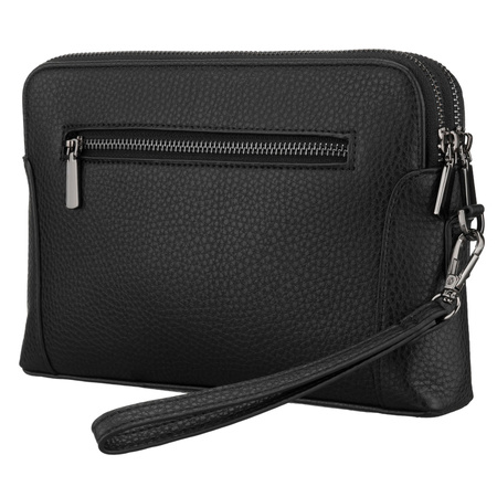 Klassische schwarze Herren-Handgelenktasche aus Öko-Leder mit Reißverschluss - Rovicky