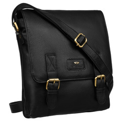 City Herren Umhängetasche aus echtem Leder in Schwarz – Peterson