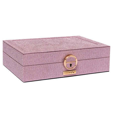 Rosafarbene Schmuckschatulle aus Leder mit speziellem Platz für eine Uhr – Peterson