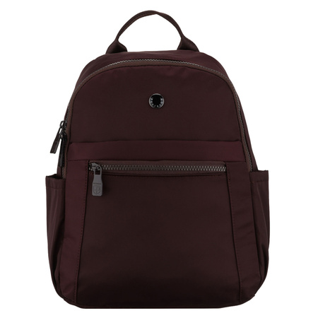 Bordeauxfarbener Damen-Rucksack aus Polyester, an verstellbaren Trägern hängend – Peterson