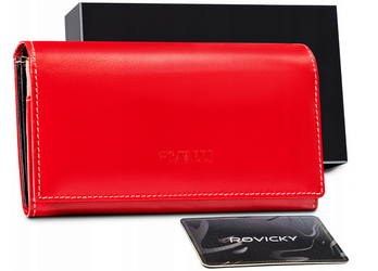 Elegante, längliche Damen Geldbörse mit Überschlag und Druckknopf – Cavaldi