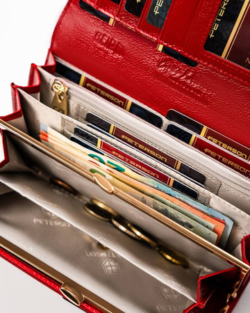 Große Damen Geldbörse aus Leder mit Druckknopf – Peterson