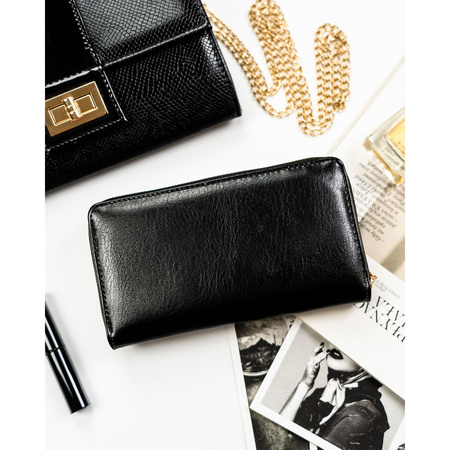 Große, vertikale Damen Geldbörse aus schwarzem Öko-Leder – Peterson