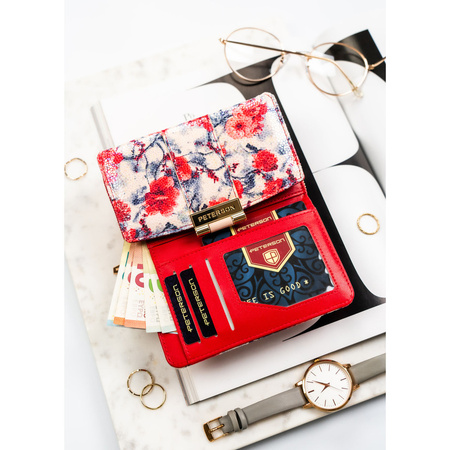 Multifarbene Damen-Geldbörse aus Öko-Leder mit floralem Muster - Peterson