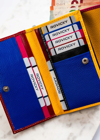 Elegante Damen Geldbörse aus Leder mit Druckknopf – Rovicky