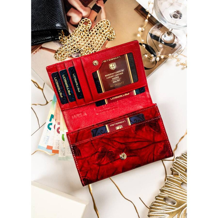 Stilvolle rote Damen Geldbörse aus Leder mit Fächern – Peterson