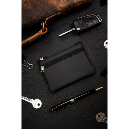 Schwarze Schlüsselmappe aus Echtleder