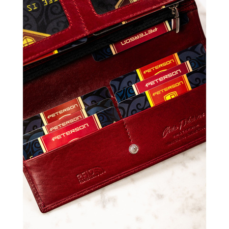 Große Damen Geldbörse rot aus Leder mit Klappe und Druckknopf – Peterson