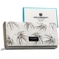 Große, weiße Damen Geldbörse mit RFID-Schutz und Druckknopf – Peterson