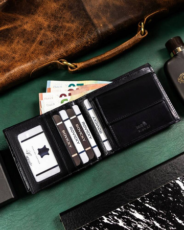 Große Herren Geldbörse aus Leder ohne Verschluss – Rovicky