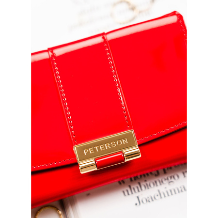 Rote, horizontale Damen-Geldbörse aus lackiertem Öko-Leder - Peterson