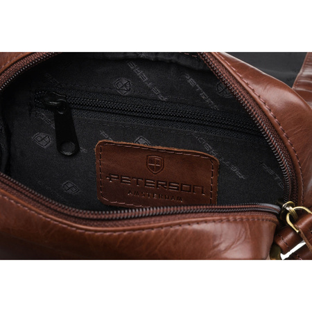 Herren-Umhängetasche aus Leder, braun - Peterson