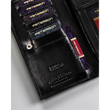 Schwarze Damen Geldbörse für Dokumente mit RFID – Peterson