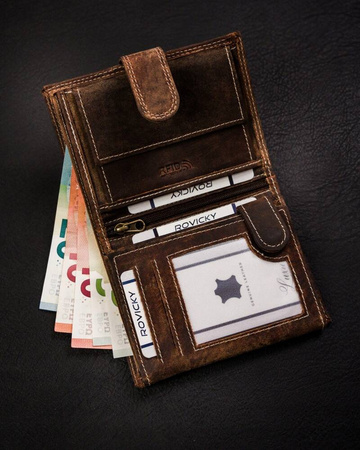 Klassische, große Herren Geldbörse aus echtem Leder mit Druckknopf – Always Wild