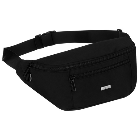 Schwarze Herren-Gürteltasche mit Außentasche mit Reißverschluss – Peterson