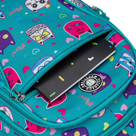 Jugendlicher Schulrucksack aus Polyester mit einem bezaubernden Katzenmuster – Peterson