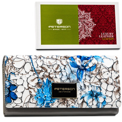 Damen Geldbörse aus echtem Leder mit Blumenmuster und RFID-Schutz – Peterson