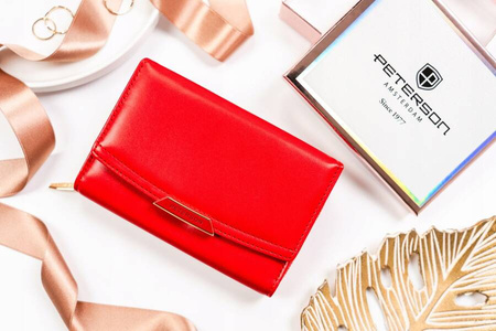 Damen-Geldbörse aus Öko-Leder mit Druckknopf- und Reißverschluss – Peterson