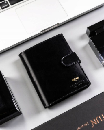 Klassische Herren Geldbörse aus Leder mit Druckknopf – Peterson