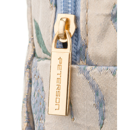 Kosmetiktasche aus Polyester in Hellblau, einteilig und mit Blumenmuster verziert - Peterson