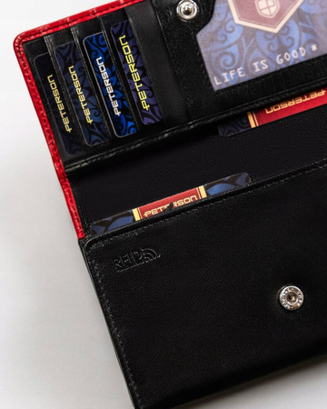 Große Damen Geldbörse aus Leder mit Druckknopf – Peterson