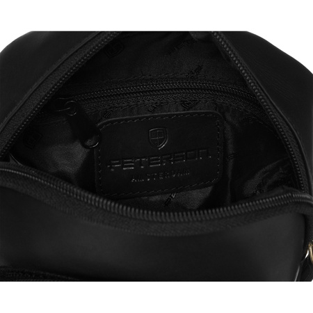 Schwarze Herren-Tasche aus Naturleder mit einer Herren-Geldbörse im Set – Peterson