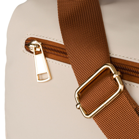 Damen Umhängetasche aus Nylon und Öko-Leder in Beige-Braun – Peterson