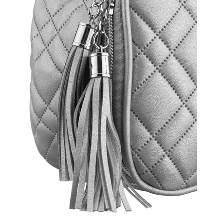 Peterson – Ein-Kammer-Kulturtasche aus synthetischem Gewebe, silberfarben, mit Reißverschluss